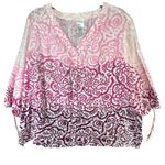 Just My Size Blouse Women 3XL Magenta Pink Ombre Abstract Button Down Top Resort Photo 0