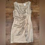 Suzi Chin for Maggy Boutique Asymmetrical Ruffle Cocktail Occasion Gold Dress Size 8 Photo 1