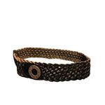 90s Vintage Womens 100% Leather Chunky Braided Elephant Engraved Belt sz M/L Brown Photo 4