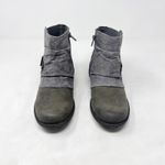 Earth Origins [] Gray & Black Suede Leather Phoenix Zip Buckle Ankle Boots Sz 7M Photo 1