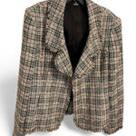 Ellen Tracy  Silk Jacket Blazer Raw Edge Plaid Checked Size 16 Photo 0