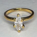Vtg NV Nevada Silver Mines Gold Tone Marquise CZ Ring size 7 Photo 0