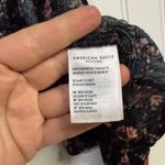 American Eagle  Outfitters Black Dainty Floral Tie Front Cropped Wrap Top Photo 4