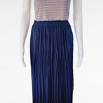 Lee Vintage Kathie  Navy Crinkle Broomstick Maxi Skirt Size Large Photo 1