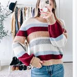 Baum Und Pferdgarten Courtney Autumn Tan Striped Pullover Sweater Photo 0