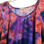 Terra & Sky Peasant Blouse Top 1X Tie Dye Multicolor Crochet Boho Hippie Retro Photo 1