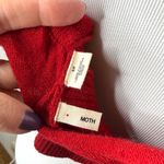 Anthropologie Moth  Red Wool Ruffle Shoulder Crop Sweater Photo 4