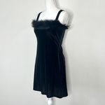 90s Vintage Velvet Feather Dress Black Size M Photo 2