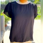 Oasis Elegant Black Sheer Women's Top Size 14 Large short sleeve cute goth L tulip Photo 0