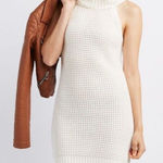 Nasty Gal White Crochet Turtleneck Sleeveless Bodycon Sweater Mini Dress XL Photo 0
