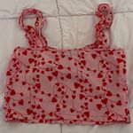 SheIn Pink Red Heart Print All Over Crop Top, size S Photo 13