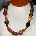 Venetian Style Italian Murano Glass Bead Necklace Brown Photo 1