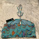 Wild Fable  Swirl Marble Halter Crop Top Aqua Blue L Photo 5