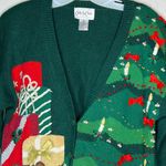Vintage Carly‎ St. Claire Christmas Cardigan Sweater Green Size M Photo 1