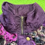 Vintage‎ Womens Windbreaker LG Purple Funky Floral 9ps Grandma Grunch Jacket EUC Photo 3
