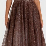 Mac Duggal  20371 Womens Brown Embellished Cap Sleeve A Line Dress Photo 1
