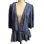 Matilda Jane NEW Women's Chambray Waist Tie Hour By Hour Jacket Shirt Sz L Layer Photo 2