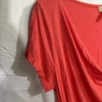 One World  Coral Drape Neck Short Sleeve Top, Ruched Photo 3