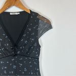 Suite Benedict Women’s Black Floral Sheer Sleeve Mini Dress Small Photo 6