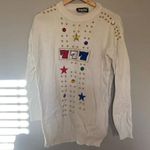 Vintage Gepetto 777 Lucky Number Bejeweled Sweater White Size L Photo 0