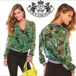 Juicy Couture  Jungle Green Lush Tropical Bomber Zip Jacket Size Medium M Photo 1