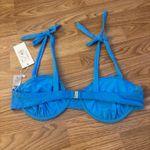 Sunday Brunch Floral Jacquard Swim Top Size Large Blue Photo 3