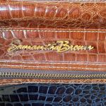 Vintage Samantha Brown Navy & Brown Croc Embossed Travel Tote Bag Photo 1