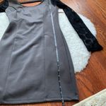 Grey Long Sleeve Deep V Polka Dot Bodycon Dress Gray Size M Photo 4