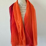 Orange and Red Sheer Ombre Wide Scarf Wrap Made In Italy Photo 0
