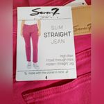 Seven7 NWT Women's  Pink Slim Straight Jeans Pants, size 4 Photo 5