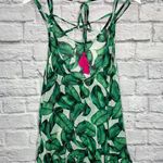 Miken Peplum Hem Sheer Swim Cover Up White Emerald Tropical Size S New Green Photo 3