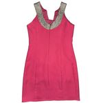 Pink Lily  Women’s Small Hot pink Dress with Gold accents euc v neck short dress Photo 1