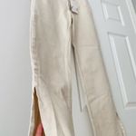 ZARA The 90s Full Length Raw Hem Side Slits Jeans in Cream, Size 6 Photo 6