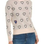 Roller Rabbit Hearts Sweater Knit Top Cream Black Pink Women's Size Small Photo 0