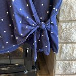 Old Navy  tie front short sleeve shirt blue white polka dot XS Photo 2