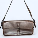 Coach Vtg Baguette Shoulder Bag Brown Leather Purse Wide 7784 Photo 0