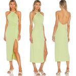 Song of Style Zinnia Maxi Halter Dress Ruched Slit Open Back Key Lime Small Sexy Yellow Photo 1
