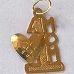 14K Gold “💛MOM” Pendant Charm Photo 6