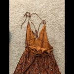 Honey Punch Burn orange and red halter patterned dress worn and washed Photo 1