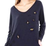 Anthropologie  MARONIE Womens Cheetah Printed Long Sleeves Top Blue Sz  S NWT Photo 0