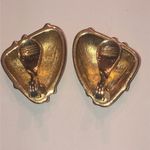 Monet  Vintage Gold Tone Shimmer Enamel Retro Boho Classic Clip On Earrings Photo 4