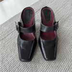 Vintage Merona Black Leather Silver Buckle Square Toe Maryjane Block Heels Shoes Size 8.5 Photo 7