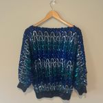 VINTAGE ANN GREEN ENGLAND Shades‎ of Blue Sequin Blouse Size Large Photo 14