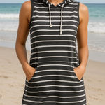 Be All Sportswear Corp Black White Striped Sleeveless Hoodie Dress M Nautical Size M Photo 0