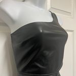 Privy Black One Shoulder Cutout PU Leather Mini Dress Photo 6