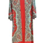 Coral and mint print midi dress size medium Photo 1