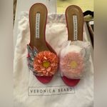 Veronica Beard NEW  Sequined flower suede mules Barbie pink Photo 8