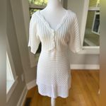 H&M  White Crochet Short Flare Sleeve Boho Beach Mini Dress Size XL Photo 11