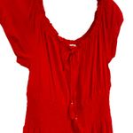 American Eagle  Off-The-Shoulder Babydoll Dress Women's Large‎ Red Coquette Girl Photo 3
