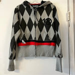 10.Deep Pattern Diamond Zip Up Sweater Hoodie Black Gray Streetwear Small Photo 0